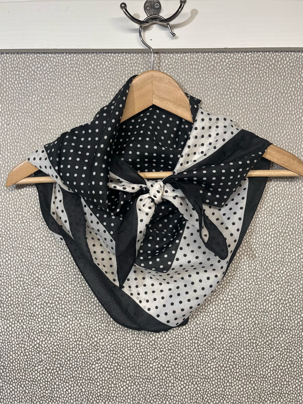 OS Vintage Glentex Black and White Polka Dot Scarf